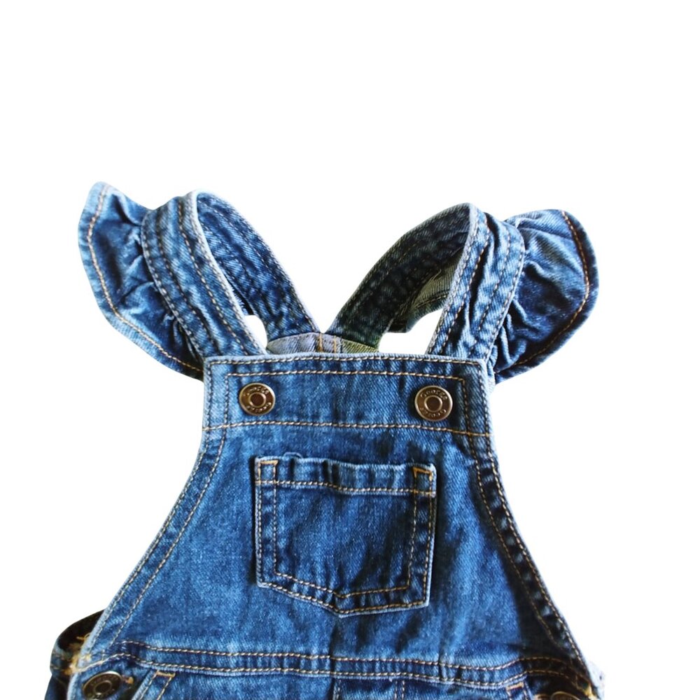 George Distressed Ruffle Denim Shortalls 3-6 Months - Picture 4 of 10